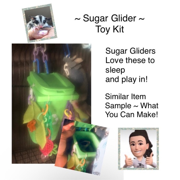 Sugar Glider Toy ‘Kit’ Includes Trash Can, Chain, C-Links, Zip Ties & More ~ DIY - Picture 1 of 5